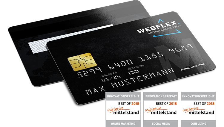 Darstellung des Produktes 'DIGITAL MARKETING Card M' mit dem Innovationspreis initiative Mittelstand in Consulting, Social Media und Online Marketing