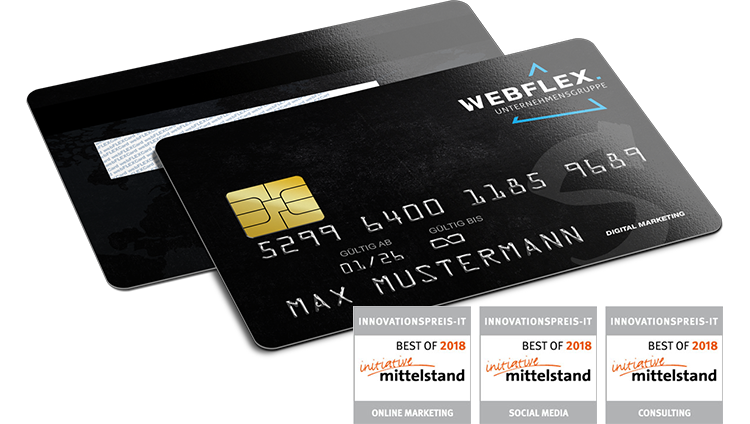 Darstellung des Produktes 'DIGITAL MARKETING Card S' mit dem Innovationspreis initiative Mittelstand in Consulting, Social Media und Online Marketing
